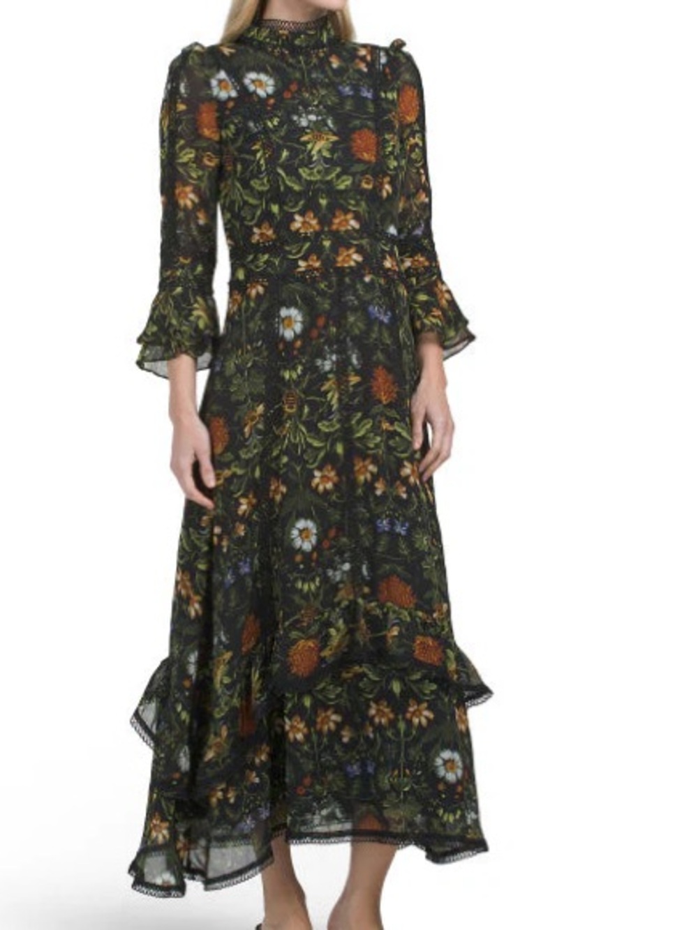 DALIA MACPHEE three-quarter sleeve floral maxi dress, Small - Picture 7 of 8